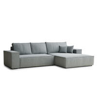ECKSOFA Maze Blau grau Webstoff - Rechts Seite - Blaugrau/Schwarz, Holz/Holzwerkstoff (294/185cm) - Maison de Reve