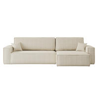 ECKSOFA Mit Schlaffunktion Und Bettkasten, Eckcouch BEST XL Stoff Quelle Ecru Rechts - Ecru/Schwarz, Holz/Kunststoff (142/142cm) - Kaiser Möbel