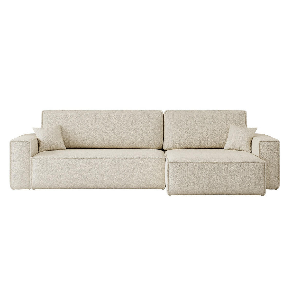 ECKSOFA Mit Schlaffunktion Und Bettkasten, Eckcouch BEST XL Stoff Quelle Ecru Rechts - Ecru/Schwarz, Holz/Kunststoff (142/142cm) - Kaiser Möbel
