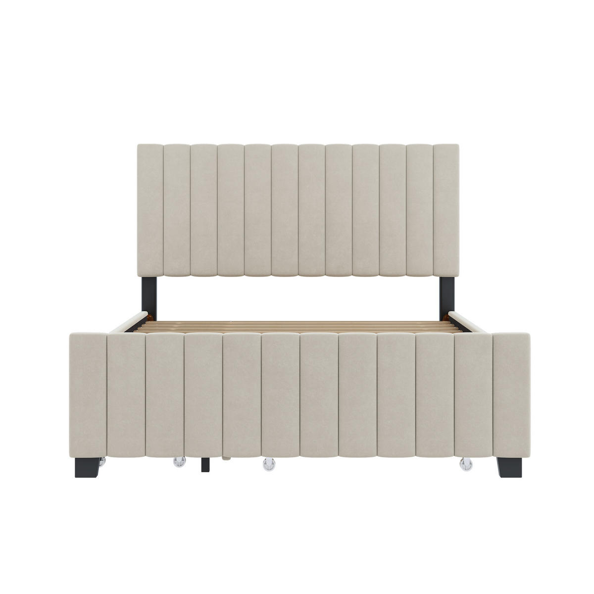 POLSTERBETT 140/190 cm mit Ausziehbett und zwei Schubladen in Beige - Beige, Textil (140/190cm) - OKWISH