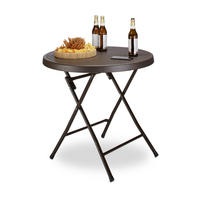 GARTENTISCH - Dunkelbraun, Kunststoff/Metall (80/80/74cm) - Relaxdays