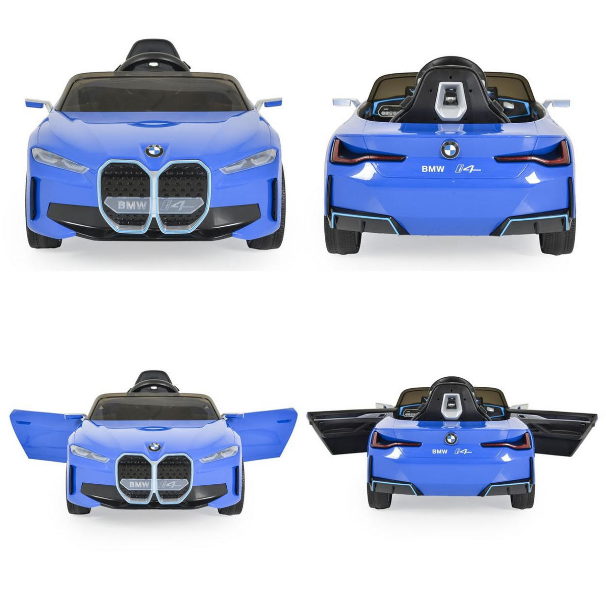ELEKTROAUTO BMW i4 MP3 blau EVA-Reifen Fernbedienung Lichter bis 30 kg - Blau, Kunststoff (115/67/45cm) - Moni