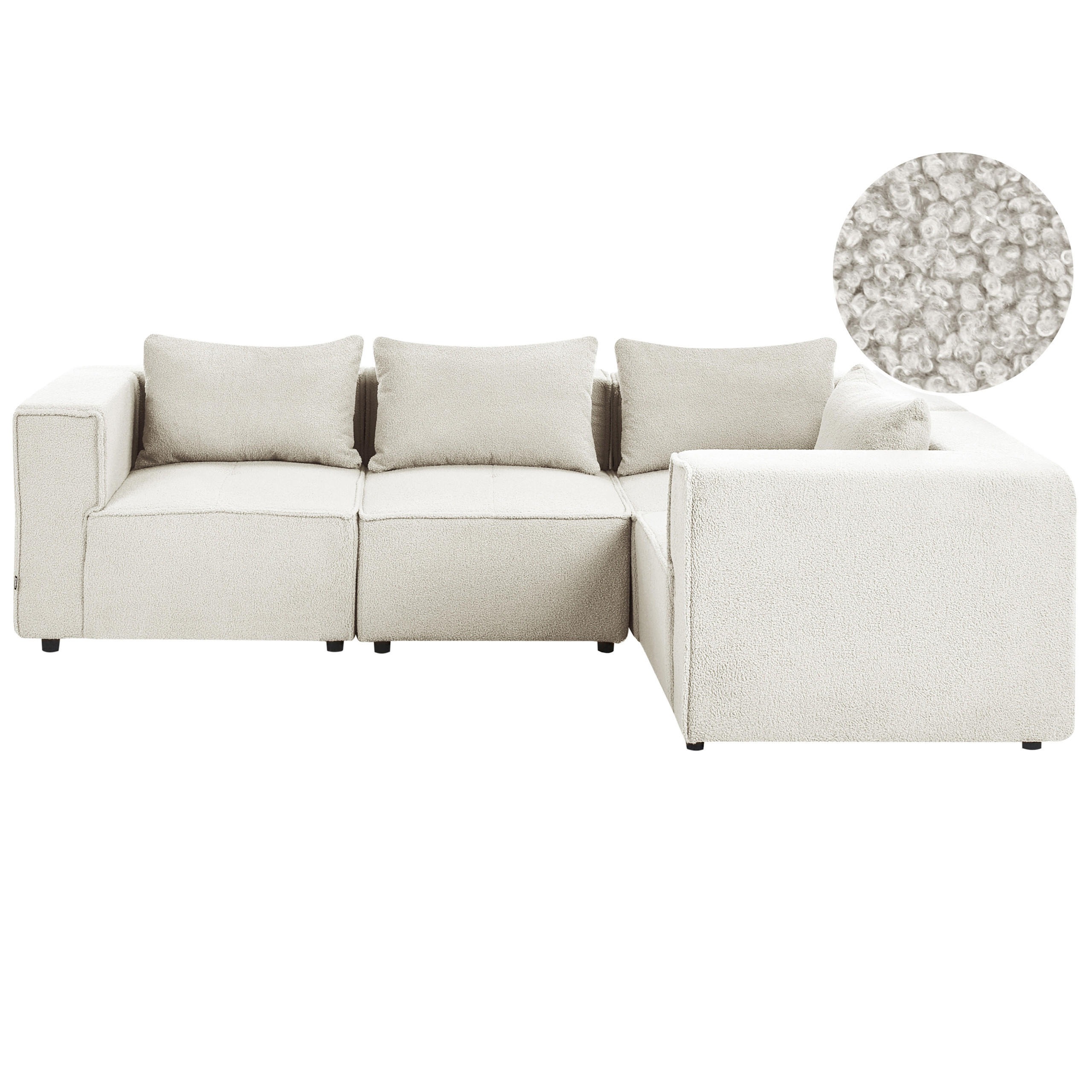 ECKSOFA Modul 4-Sitzer linksseitig Cremeweiß Bouclé Axebo - Creme/Weiß, Textil (258/188cm) - Beliani