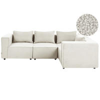 ECKSOFA Modul 4-Sitzer linksseitig Cremeweiß Bouclé Axebo - Creme/Weiß, Textil (258/188cm) - Beliani