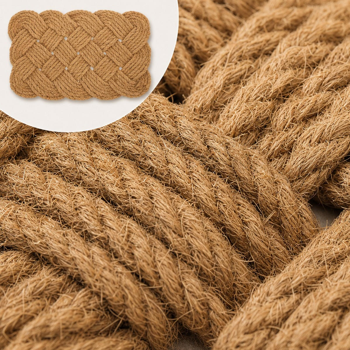 FUSSMATTE Natur Kokosfaser wendbar 75x45 cm - Beige, Textil (75/45cm) - Relaxdays