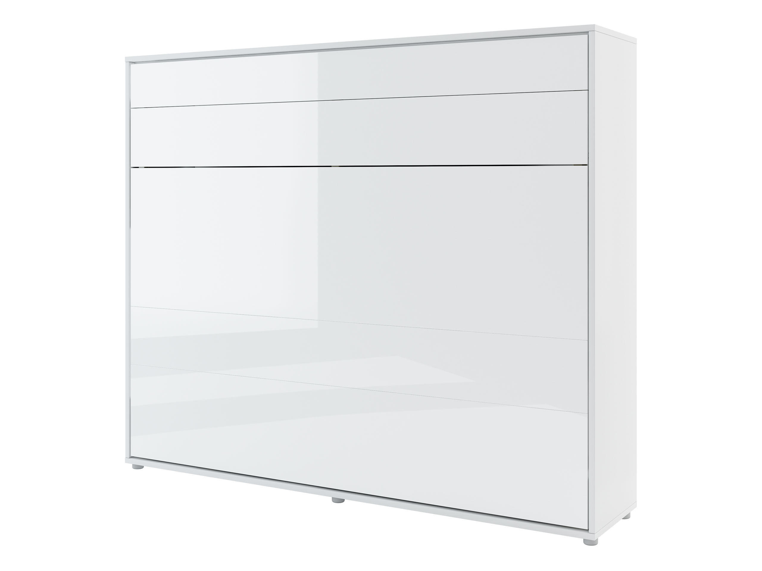 SCHRANKBETT Bed-Concept BC-14 160x200 mit weißer LED Beleuchtung - Weiß Hochglanz/Grau, Holz/Holzwerkstoff (160/200cm) - MIRJAN24