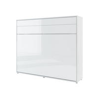 SCHRANKBETT Bed-Concept BC-14 160x200 mit weißer LED Beleuchtung - Weiß Hochglanz/Grau, Holz/Holzwerkstoff (160/200cm) - MIRJAN24