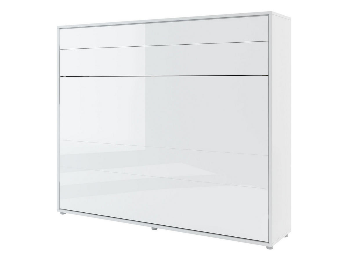 SCHRANKBETT Bed-Concept BC-14 160x200 mit weißer LED Beleuchtung - Weiß Hochglanz/Grau, Holz/Holzwerkstoff (160/200cm) - MIRJAN24