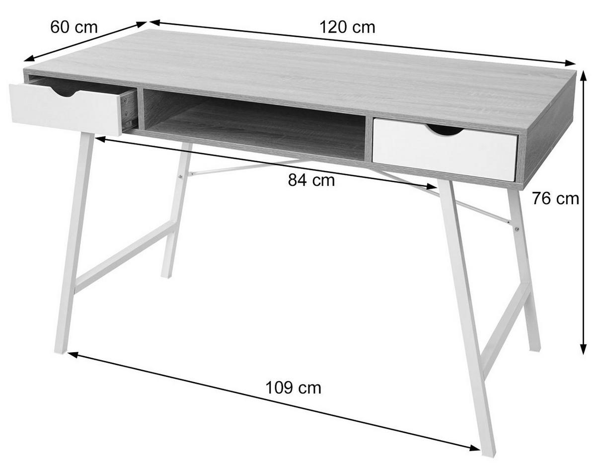 SCHREIBTISCH rechteckig Schwarz - Schwarz, Holz (120/60/76cm) - Jamb