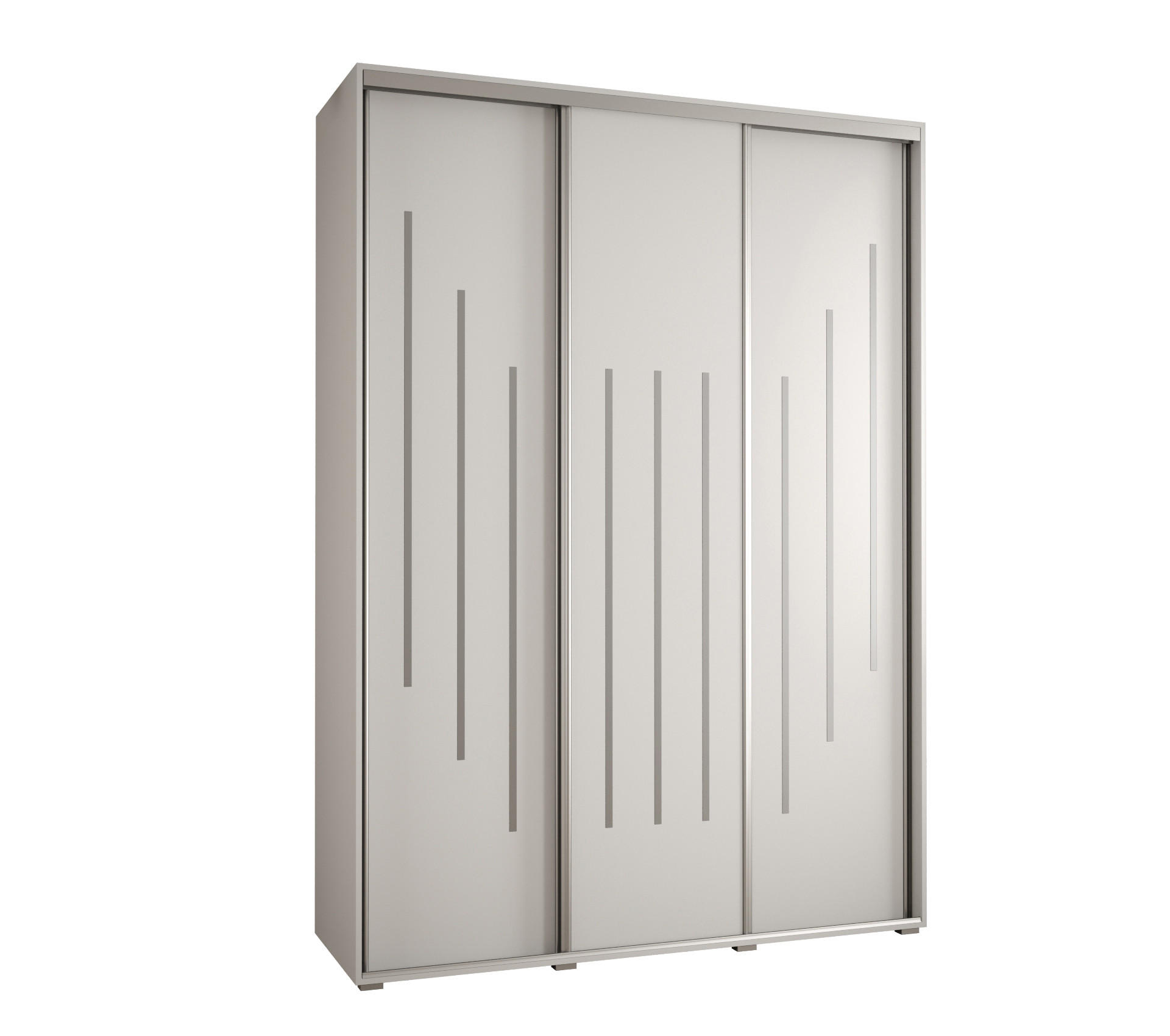 Abiks Möbel Schwebetürenschrank Weiß, Weiß, Silber 180x235x45 cm