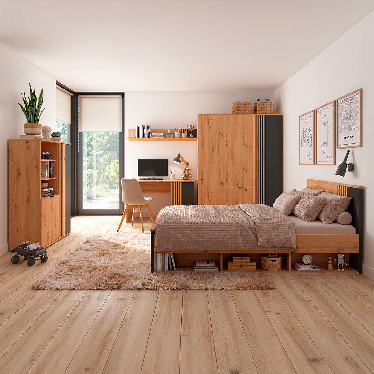 KLEIDERSCHRANK 2 Türen Ezra Holz - Braun, Holzwerkstoff (90/137/40cm) - Petits-meubles
