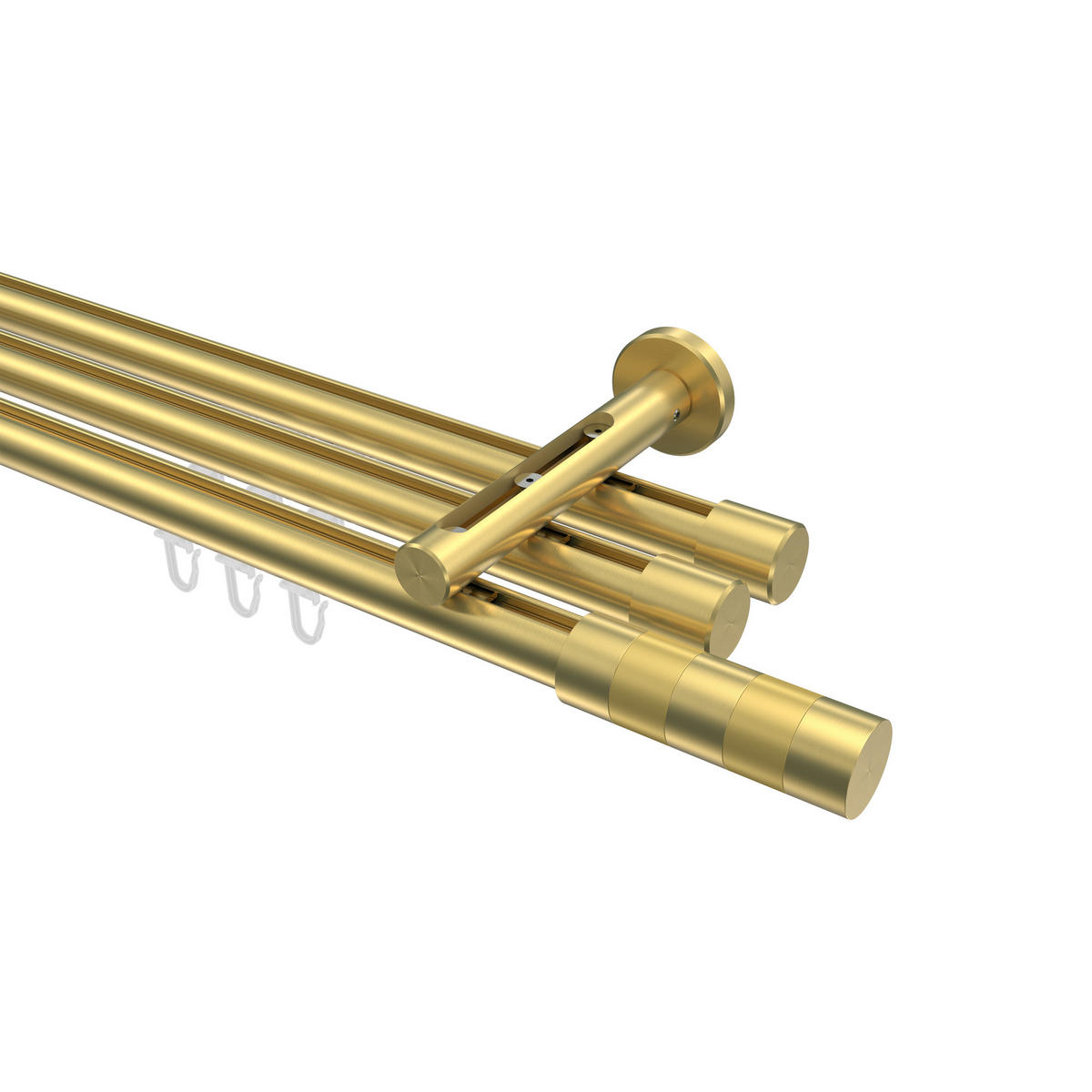 INNENLAUF-GARDINENSTANGEN-SET Siteno Mavell 260 cm (geteilt in 2 x 130 cm), 3-läufig, 20 mm Ø Messing-Optik - Messingfarben/Goldfarben, Metall (260cm) - INTERDECO