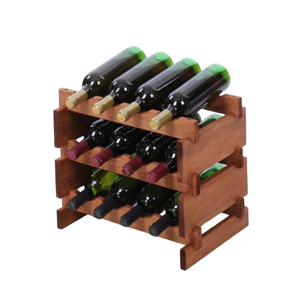 WEINREGAL VINOTECA FLEX PRO HxBxT 37x46x28cm 12 Flaschen auf 3 Ebenen Braun geölt - Braun, Holz (46/37/28cm) - PROREGAL