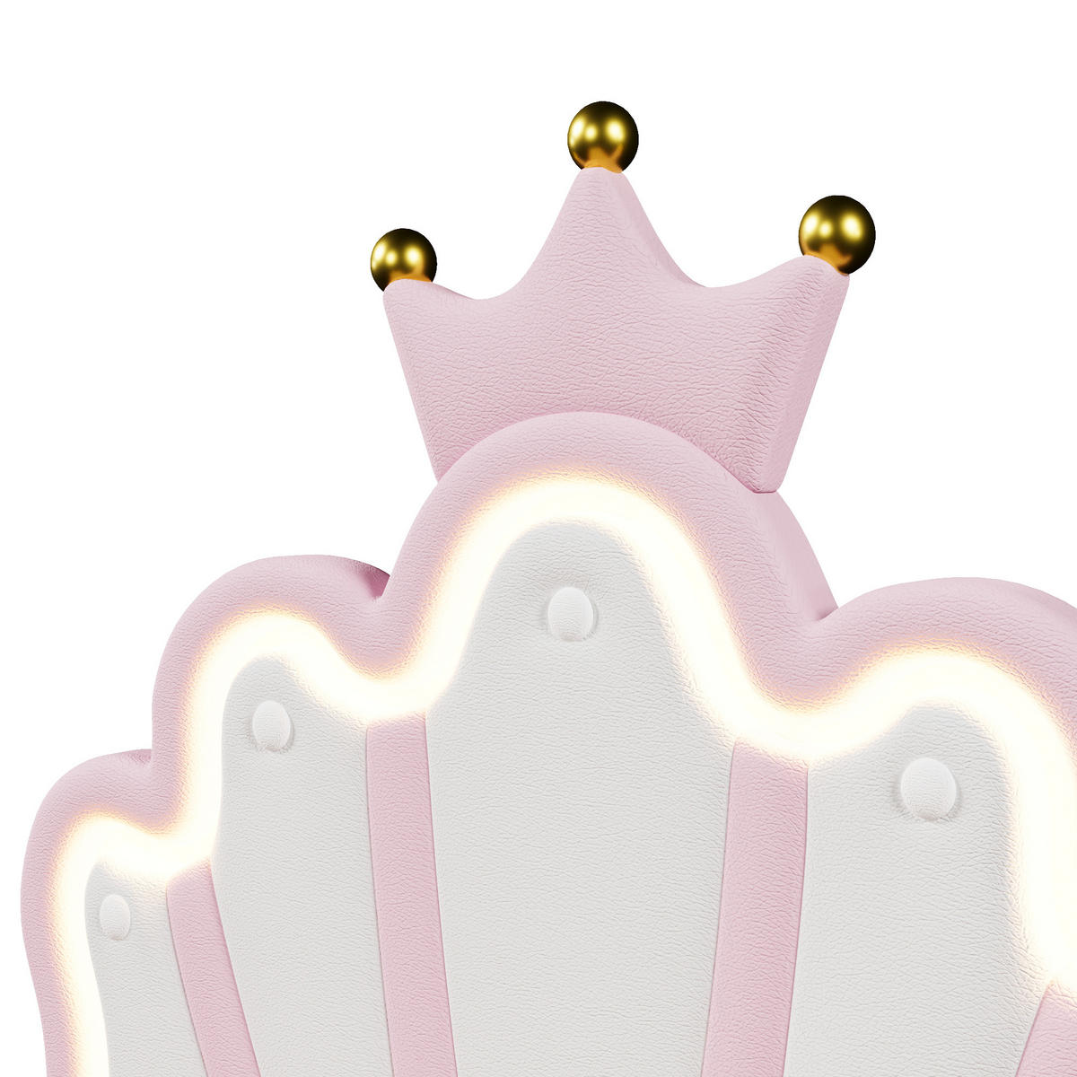 KINDERBETT 90/200 cm Rosa mit hydraulischem Hebemechanismus und LED-Lichtband - Rosa, Leder (90/200cm) - OKWISH