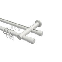 RUNDROHR-INNENLAUF-GARDINENSTANGEN-SET Platon Santo 320 cm (geteilt in 2 x 160 cm), 2-läufig, 20 mm Ø Weiß - Weiß, Metall (320cm) - INTERDECO