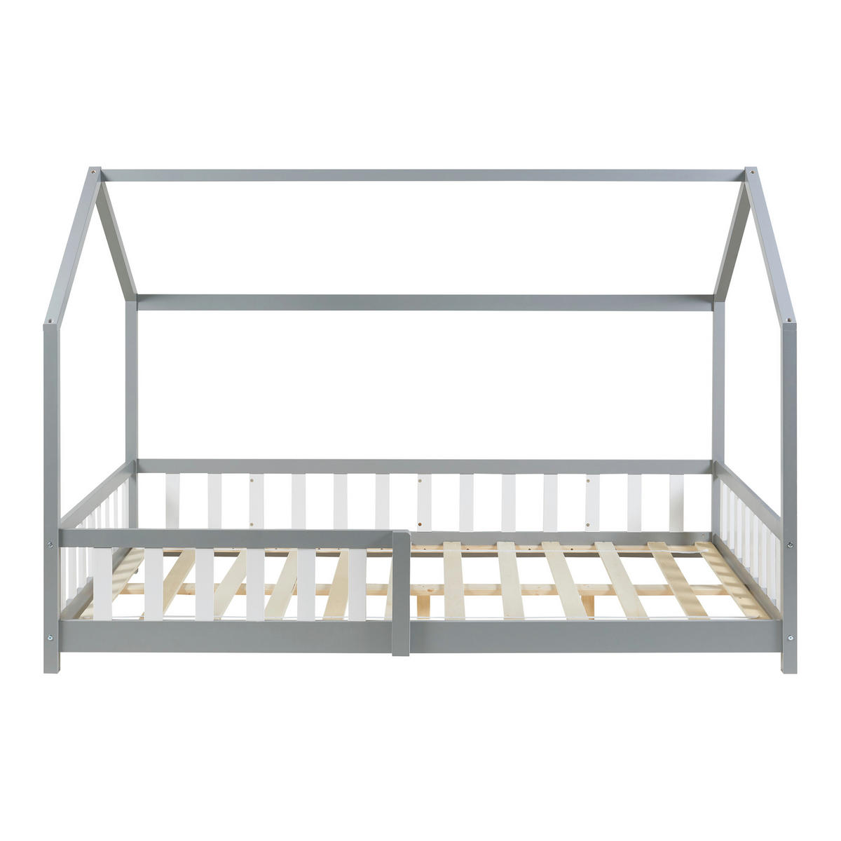 HAUSBETT Hesel - Grau, Holz (140/200cm) - [en.casa]