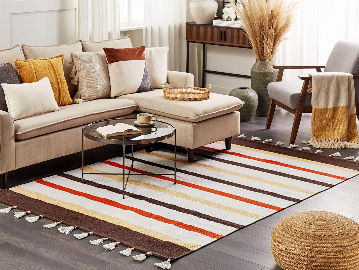 TEPPICH geflochten Hisarli 200/140 cm - Braun, Textil (140/200cm) - Beliani