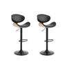 BARHOCKER 2er-Set höhenverstellbar - Kunstleder und Metall - Holzfarben hell & Schwarz - MONTENEGRO - Schwarz/Naturfarben, Leder (46/111/49.5cm) - Vente-Unique