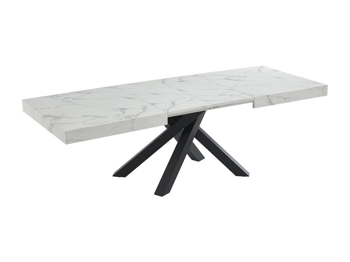 ESSTISCH ausziehbar - 6 bis 10 Personen - MDF & Metall - Marmor-Optik Weiß & Schwarz - CATONAV - Hellgrau, Holz (90/240/75cm) - Vente-Unique