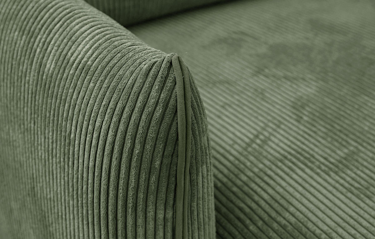 ECKSOFA TAUER 3-Sitzer, olivgrün - Schwarz/Olivgrün, Holzwerkstoff/Kunststoff (173/206cm) - Courtois Laville