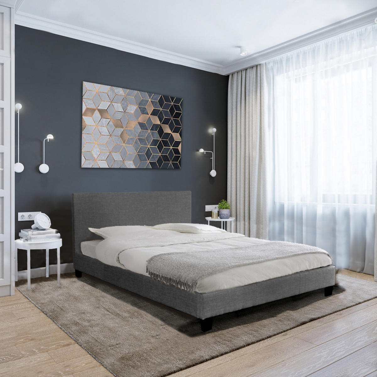 BETT DUBLIN mit Lattenrost/ Bett 140x190 - Dunkelgrau - Grau, Holzwerkstoff (140/190cm) - Weber Industries
