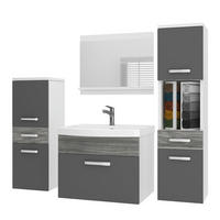 BADMÖBEL Badezimmer SET PRI PM5, Grau Glamour Hochglanz, 120 cm - Grau, Holz (38.7/113.5/120cm) - B BELINI GROUP