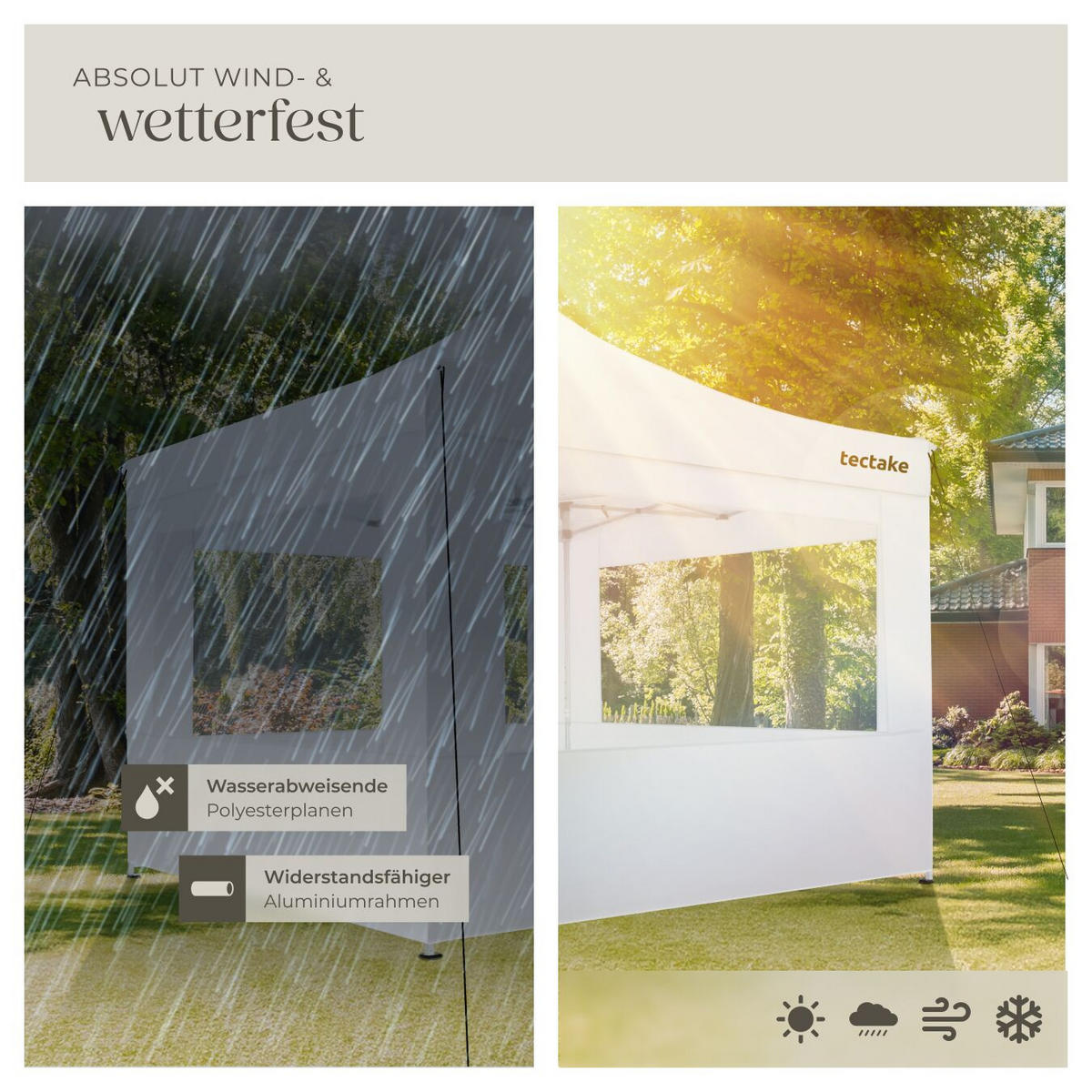 PAVILLON Olivia,inklusive Spannseilen, Heringen und Tragetasche,weiß - Weiß, Kunststoff (300/280/300cm) - tectake