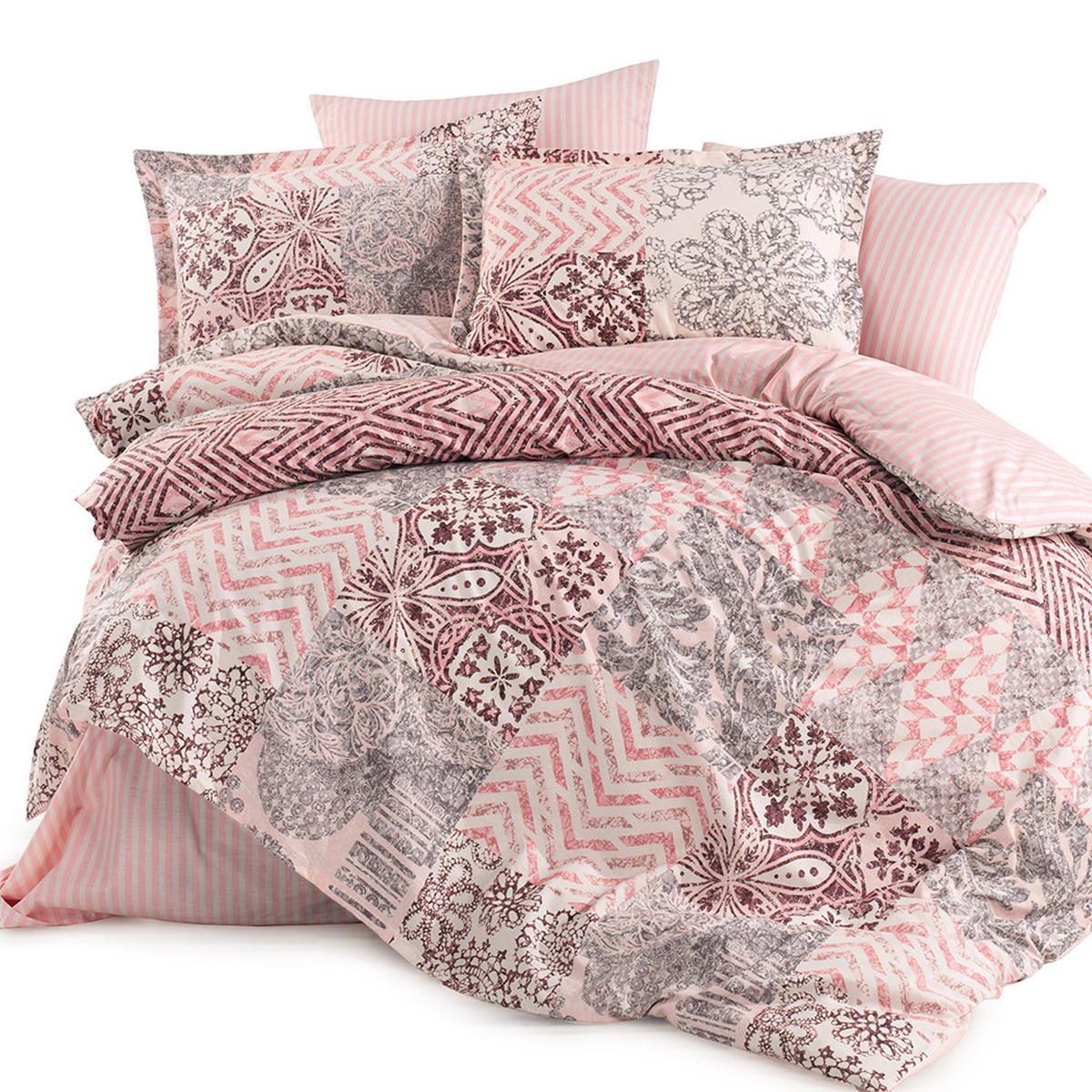 BETTWÄSCHE 5-teilig 200/200 cm PASTEL - Rosa, Textil (200/200cm) - ROLFNERS