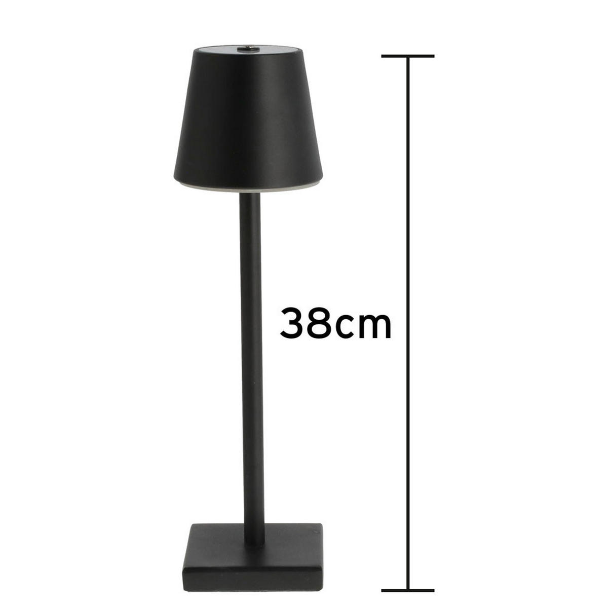 LED TISCHLEUCHTE Schwarz Akku Touchdimmer - Schwarz, Metall (12/12/38cm) - Cepewa