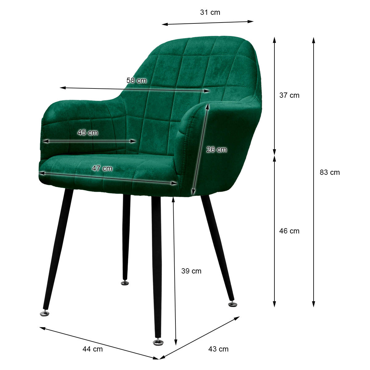 ESSZIMMERSTUHL Samt Grün 4er Set - Grün, Textil (43/83/58cm) - ML-DESIGN