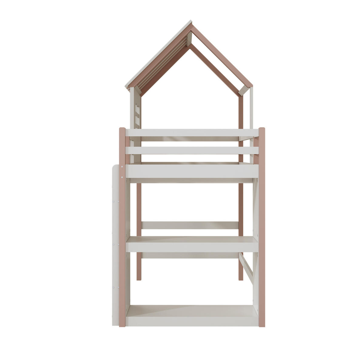 HOCHBETT 90/200 cm in Rosa aus Massivholz mit Dachform und Ablagefach - Rosa, Holz (90/200cm) - Flora Grace