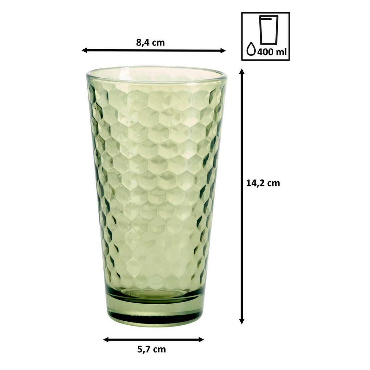 LONGDRINKGLÄSER Favo Oliv 400 ml 12er Set - Olivgrün, Glas (0.4L) - Ritzenhoff Breker