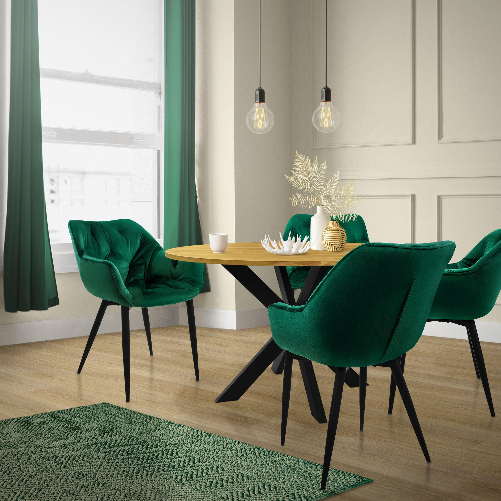 Thumbnail - Ml-Design Esszimmerstühle, Dunkelgrün, Metall, 2-Sitzer, 67x83x59 cm, Esszimmer, Stühle, Esszimmerstühle, Vierfußstühle