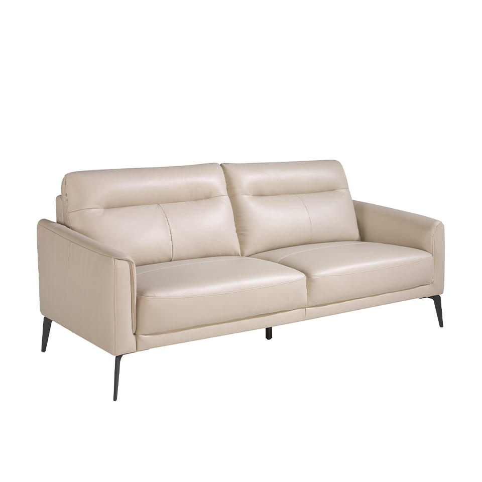 SOFA 3-SITZER Taupe Grau Schwarz 192/88/87 cm - Dunkelgrau/Schwarz, Leder (192/87/88cm) - ANGEL CERDA