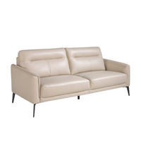 SOFA 3-SITZER Taupe Grau Schwarz 192/88/87 cm - Dunkelgrau/Schwarz, Leder (192/87/88cm) - ANGEL CERDA