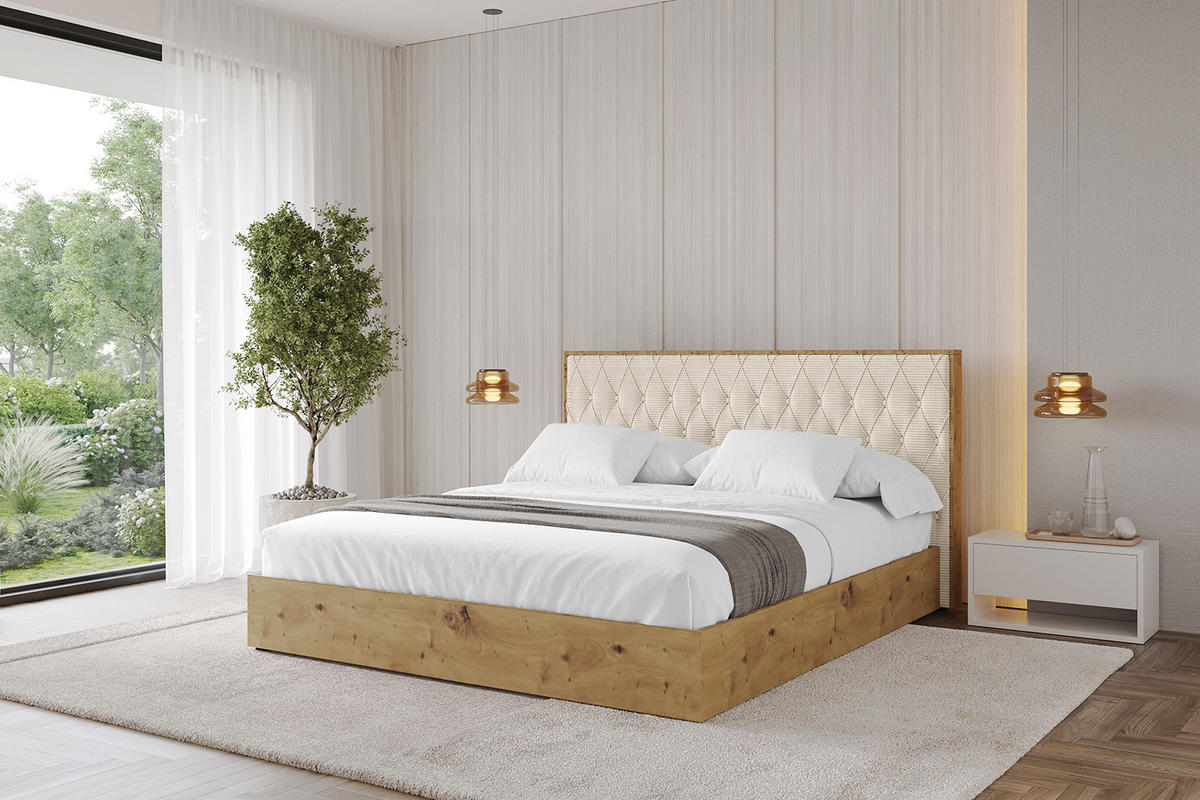 POLSTERBETT mit Bettkasten und Lattenrost, Bett mit Matratze H3/H4 - ENZO5 120x200 Beige - Creme, Holzwerkstoff/Textil (120/200cm) - ALTDECOR