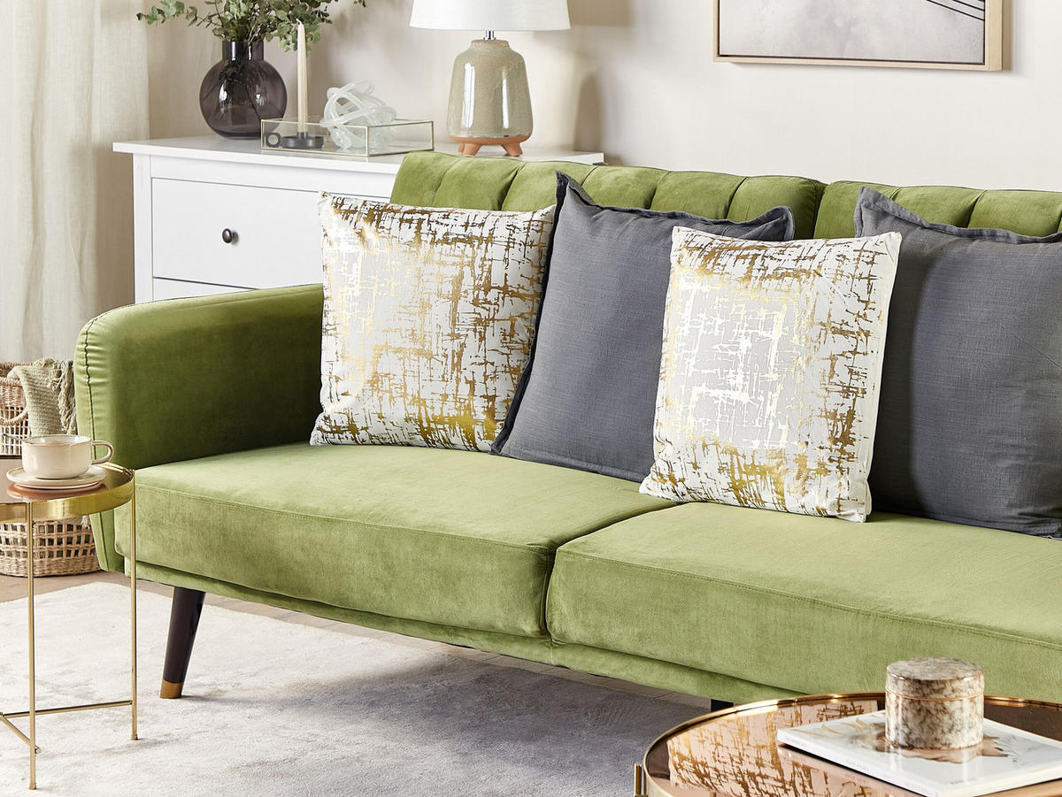DEKOKISSEN 2er-Set Gold 45/45 cm Gardenia - Goldfarben, Naturmaterialen/Textil (45/45cm) - Beliani