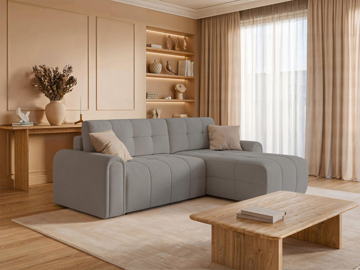 ECKSOFA Simolla Greige rechts - Taupe/Schwarz, Kunststoff/Textil (180/268cm) - Selsey
