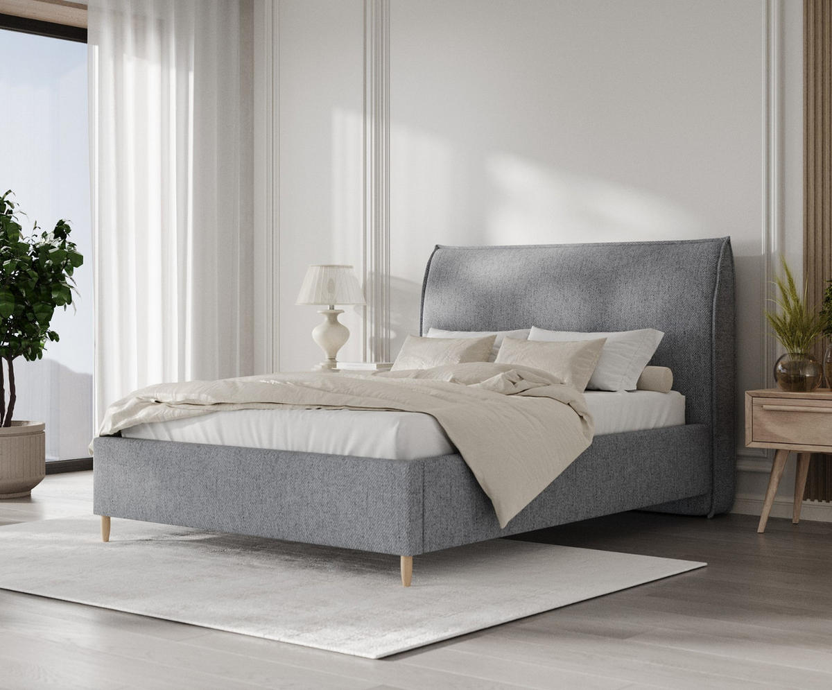 POLSTERBETT Mira 140/200 cm Grau im Neve Stoff - Naturfarben/Grau, Holz/Holzwerkstoff (140/200cm) - AltaBeds