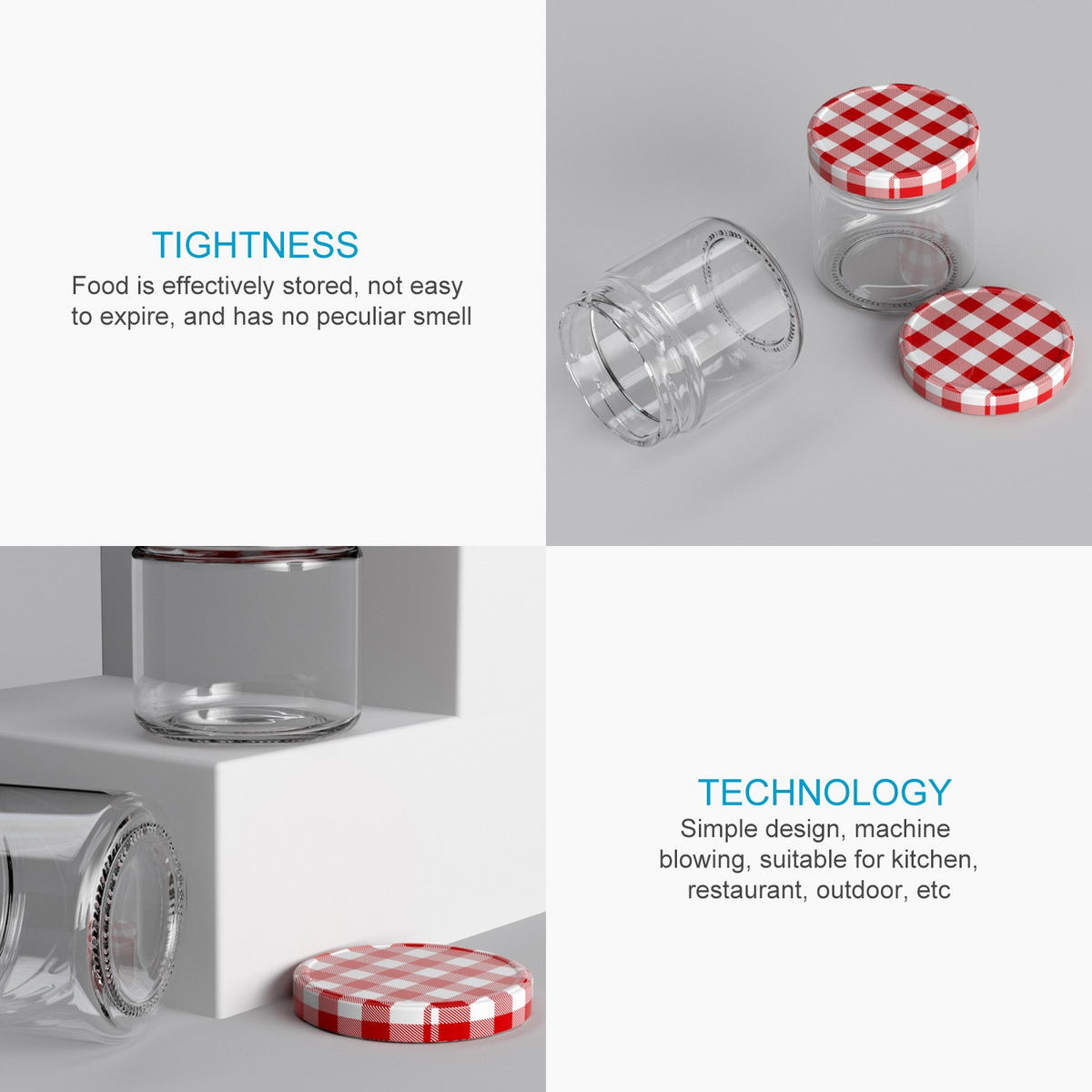 EINMACHGLÄSER mit Deckel (25 Stück) - Transparent, Glas (0.15L) - Intirilife