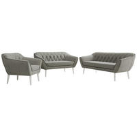 SEDACIA ZOSTAVA 3+2+1 PIRS - Sivá Štruktúrovaná látka - Biele nohy - sivá/biela, kompozitné drevo/textil (180/75/74cm) - MKS