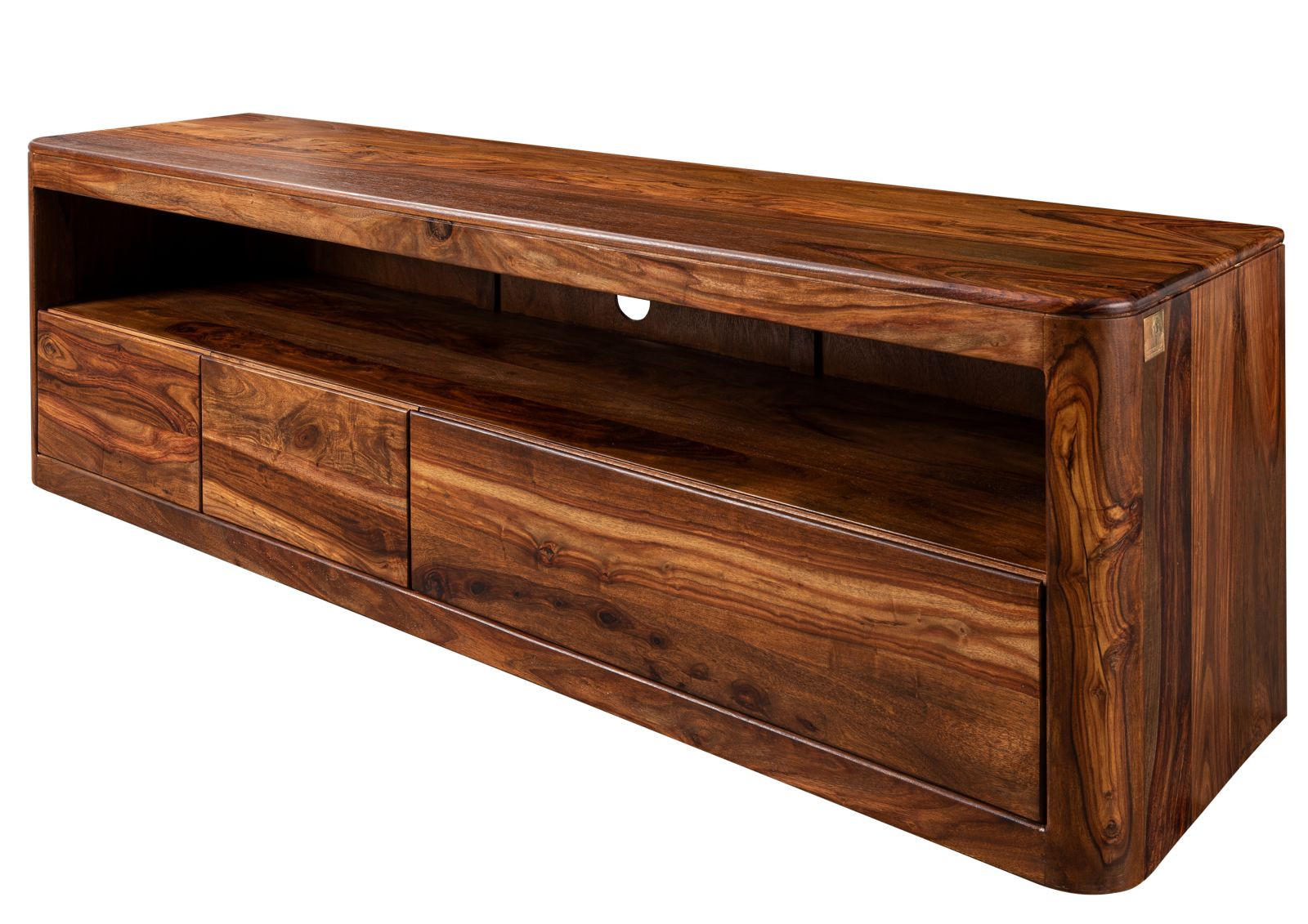 TV-BOARD Sheesham 190x50x60 walnuss gewachst TORONTO #247 - Walnussfarben, Holz (190/60/50cm) - Massivmoebel24