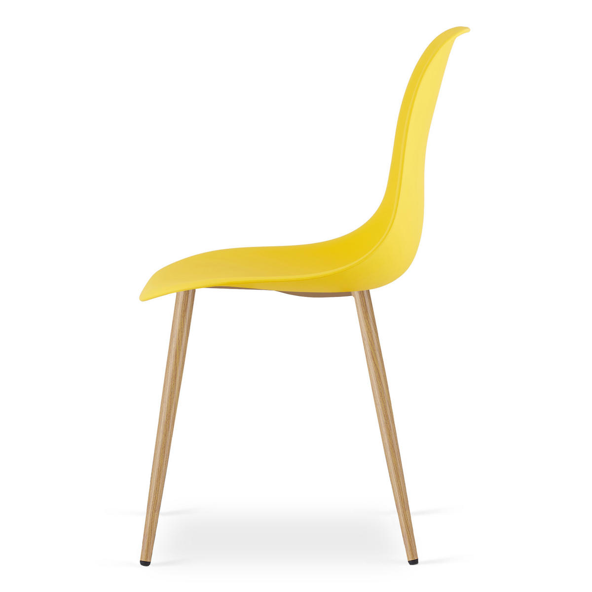 ESSZIMMERSTUHL 3-er Set KALEO gelber Sitz, natürliche Beine - Gelb/Naturfarben, Kunststoff (46/84/51cm) - Valora