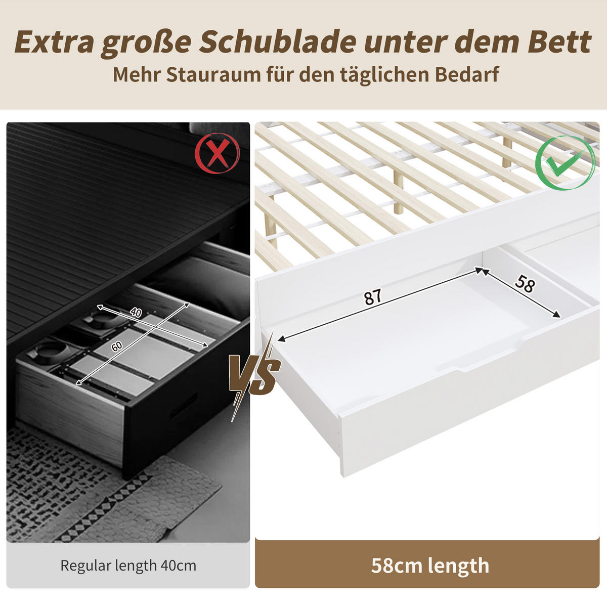 HOLZBETT 140x200 Kinderbett Daybed Stauraum Weiß - Weiß, Holzwerkstoff - FLIEKS