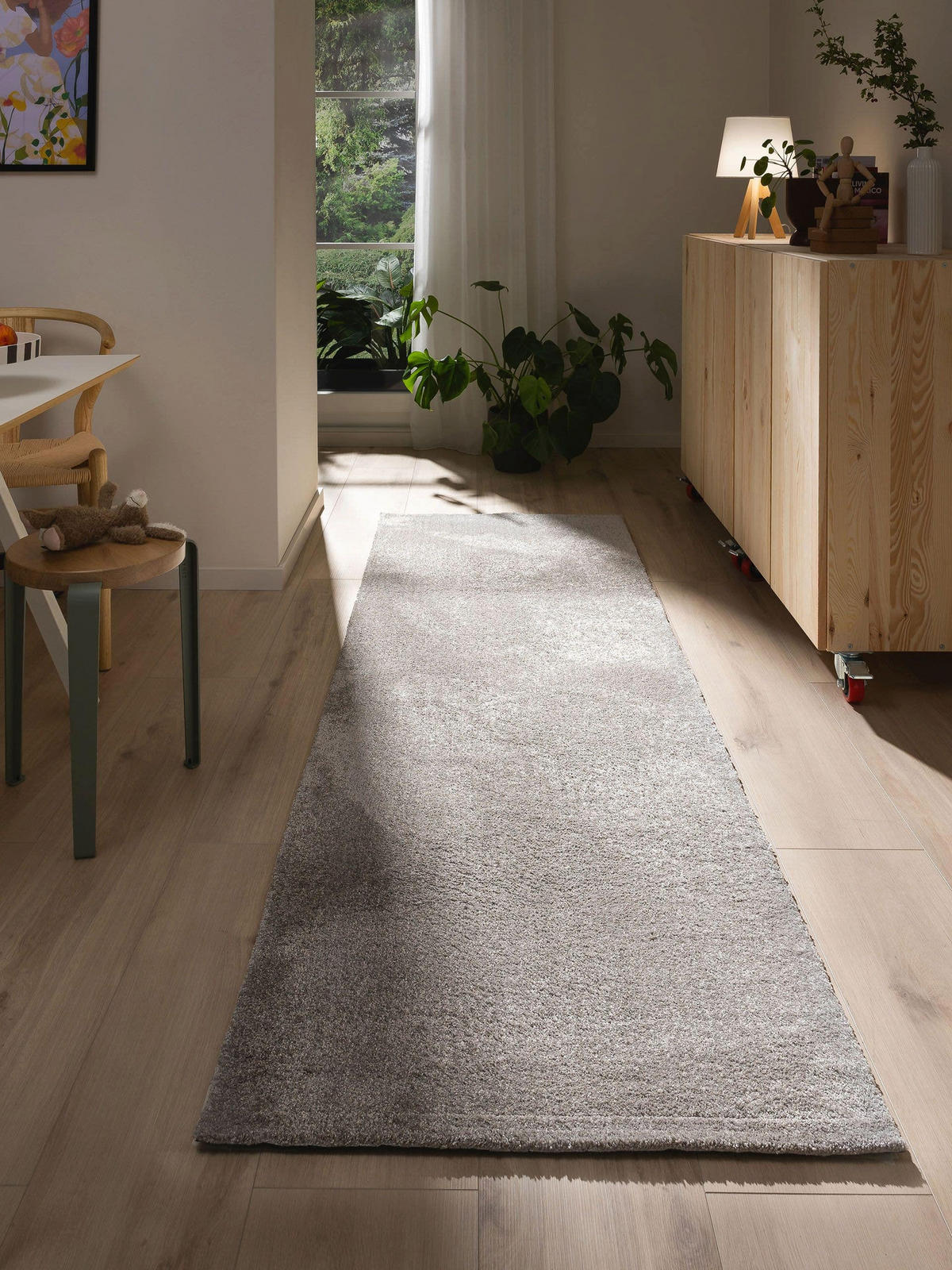 LÄUFER Nina waschbar 80/250 cm - Grau, Kunststoff (80/250cm) - benuta Nest