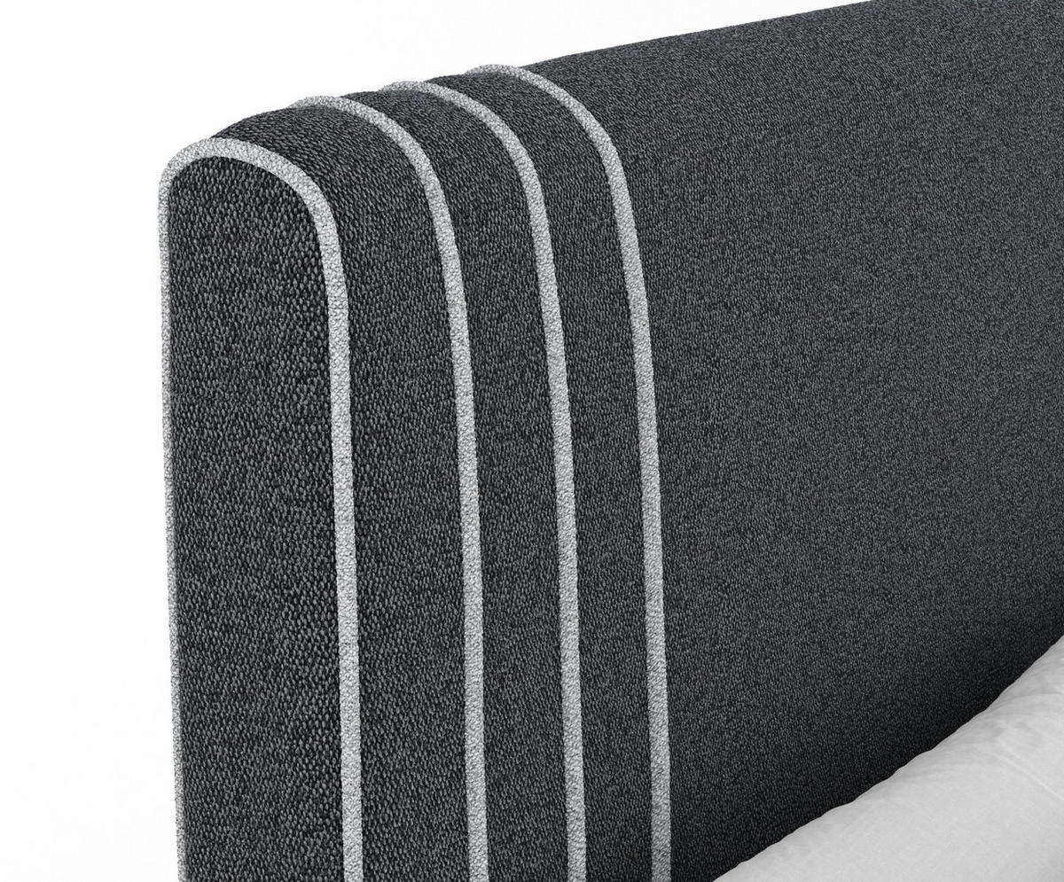 BOXSPRINGBETT Casone Schwarz/Hellgrau 200/200 cm mit Latex-Topper - Silberfarben/Hellgrau, Holz/Holzwerkstoff (200/200cm) - Maison de Reve