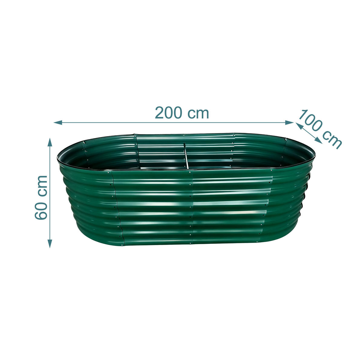 HOCHBEET - Grün, Metall (200/60/100cm) - Relaxdays