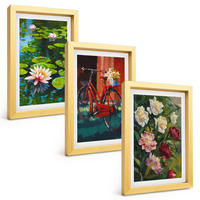 BILDER SET 3er Set - 20x30 cm Goldrahmen - Lilien im Garten, bunte Blumen - Goldfarben, Kunststoff (20/30cm) - TULUP