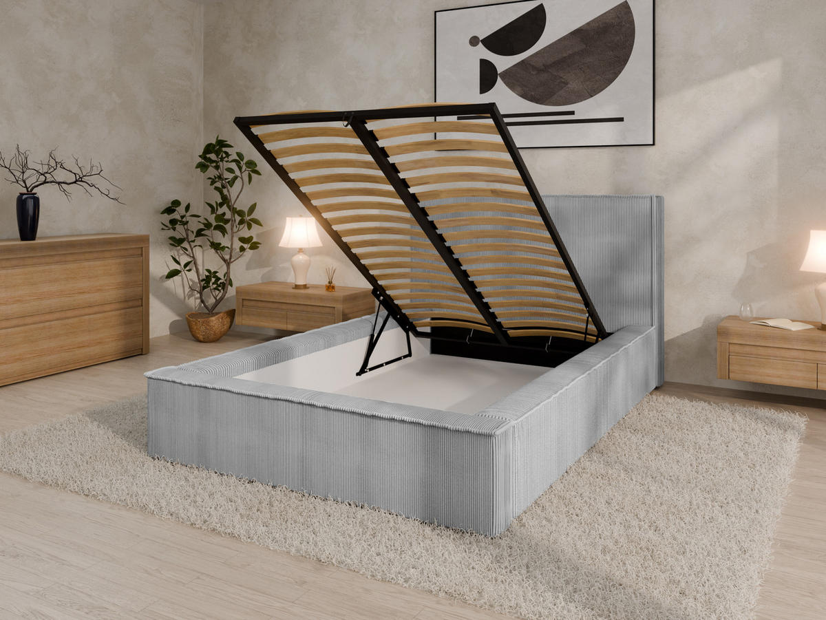 POLSTERBETT SANA 120x200cm Elegantes Polsterbett für modernen Wohnstil , Taschenfederkernmatratze LIORA(19cm), grau - Grau, Holz (120/200cm) - Panda Möbel