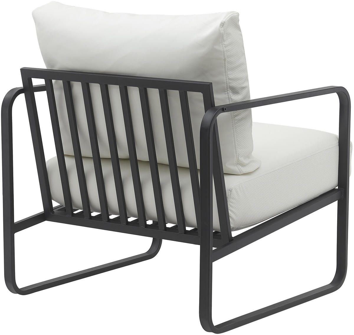 SESSEL Lederlook weiß - Schwarz/Weiß, Textil/Metall (70/82/74cm) - CLP